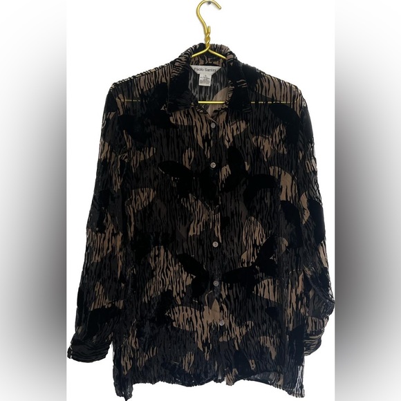 Paolo Santini Brown Black Butterfly Pattern Burnout Velvet Blazer Jacket Size - Picture 1 of 5